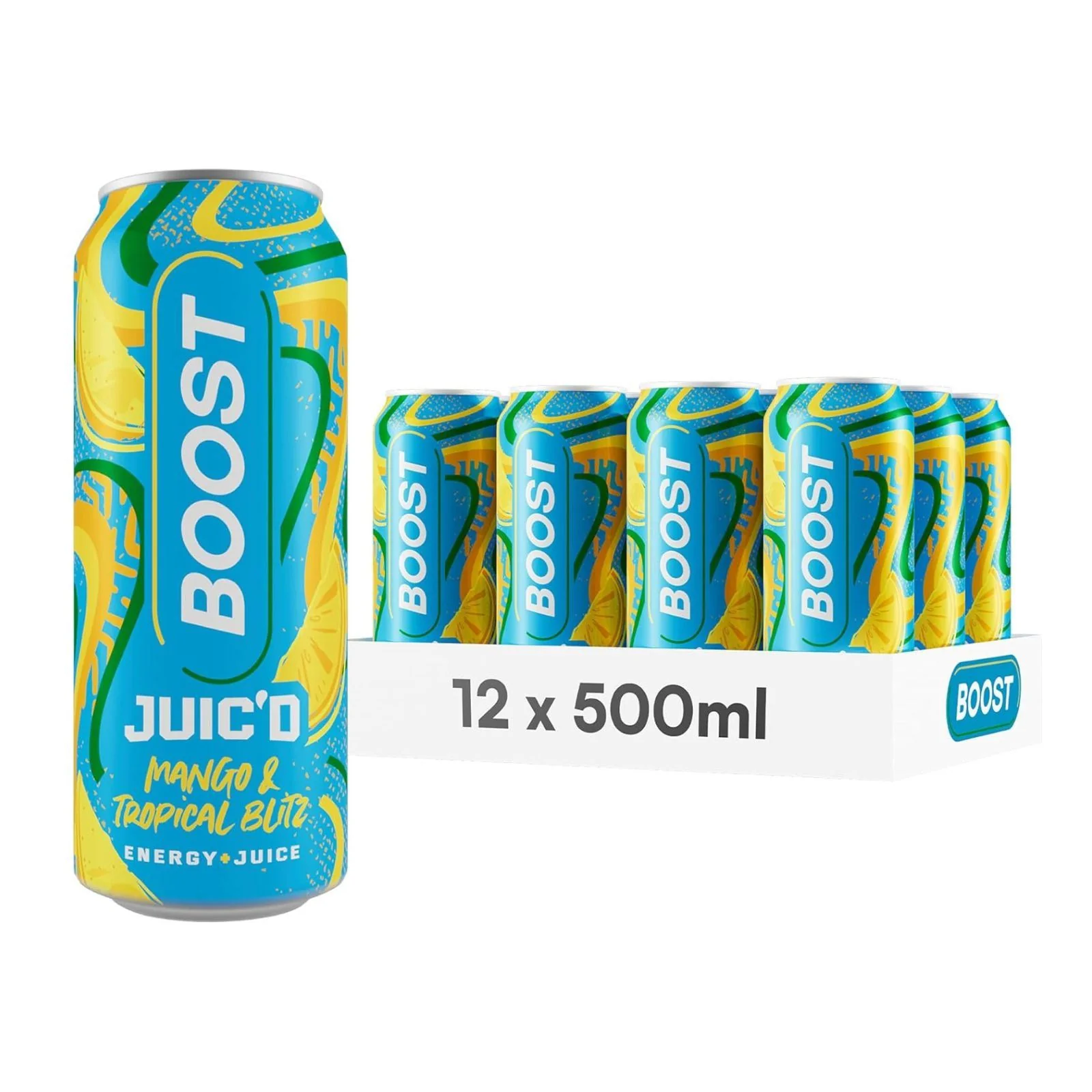 12x Boost Energy Juic'd Mango & Tropical Blitz 500ml