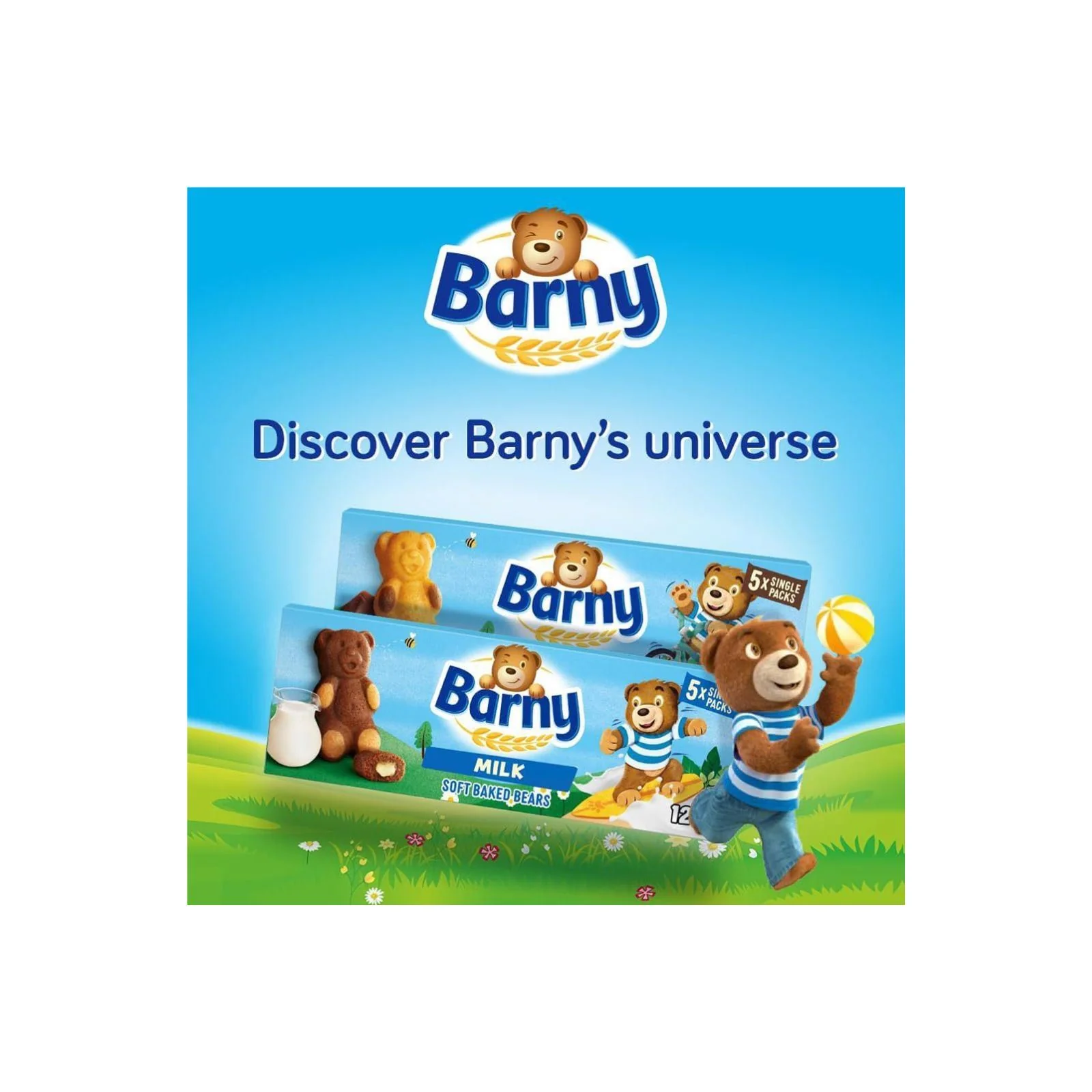 7 x Barny Milk Soft Baked Beans Kids Sponge Bear 5 Packs 125Gm - Image 2
