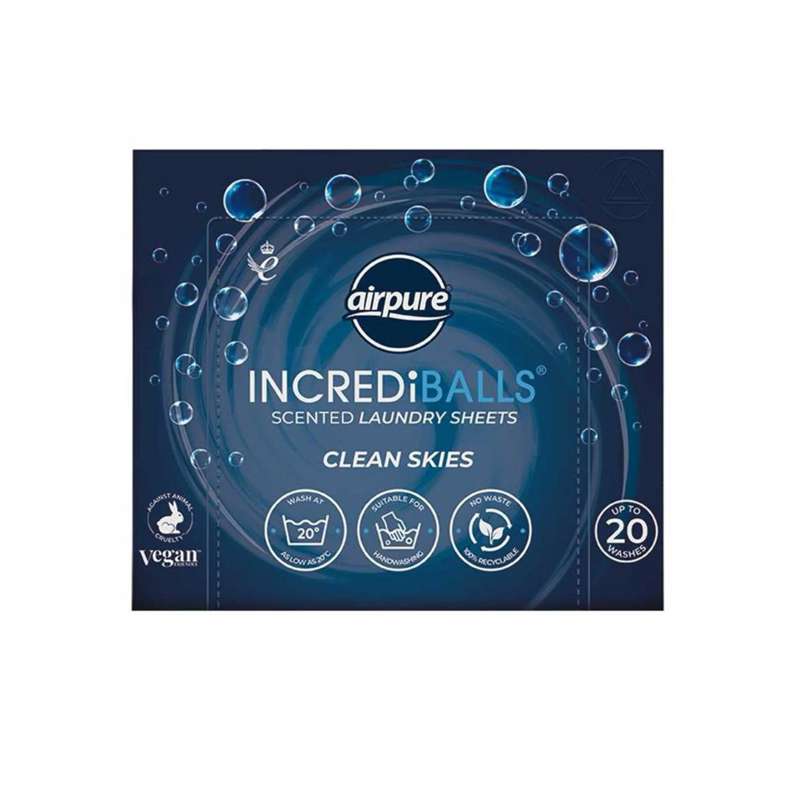 AirPure Incrediballs Laundry Sheets Clean Skies 20's