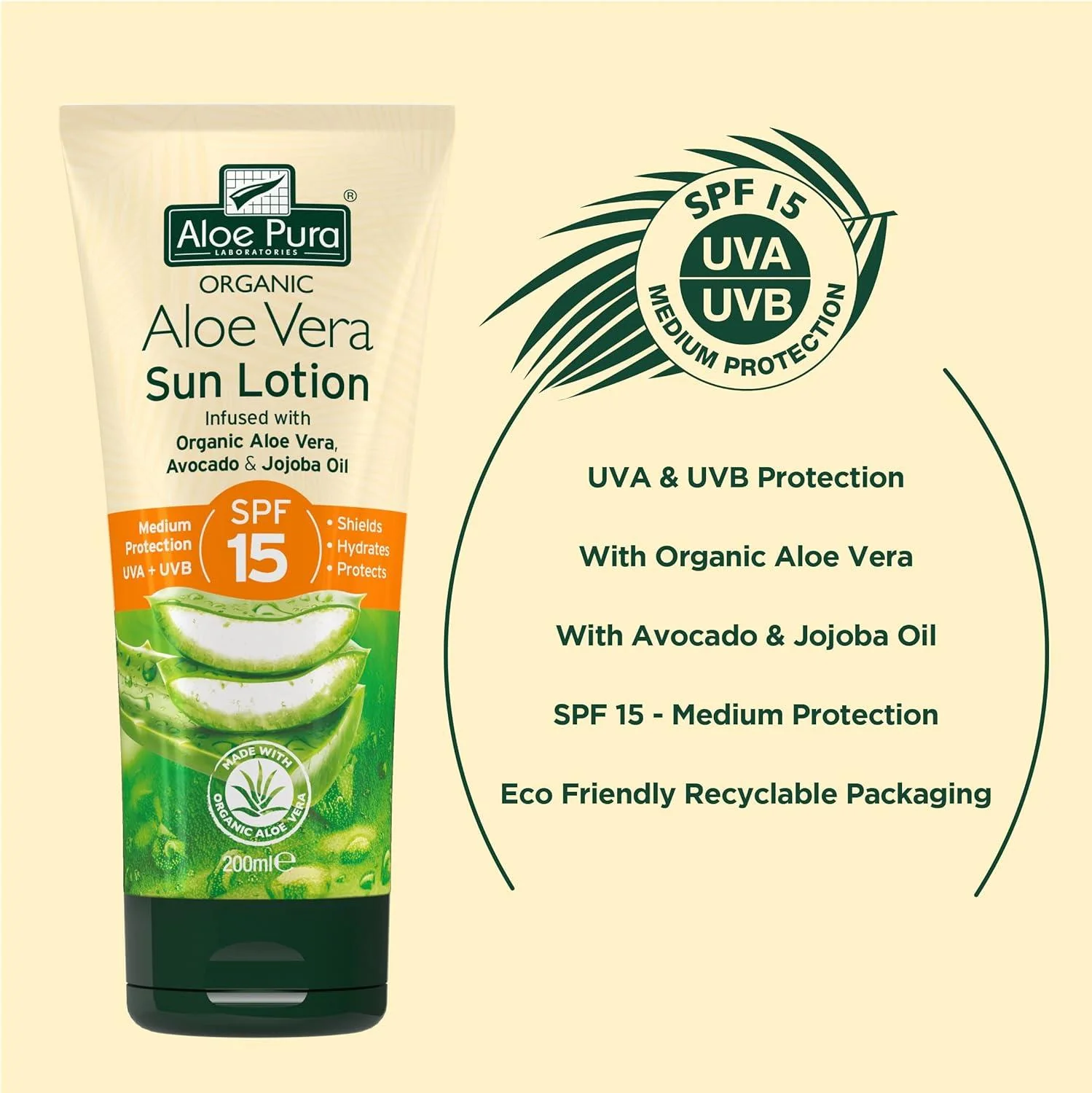 Aloe Pura Sun Cream Lotion SPF 15 200ml - Image 4
