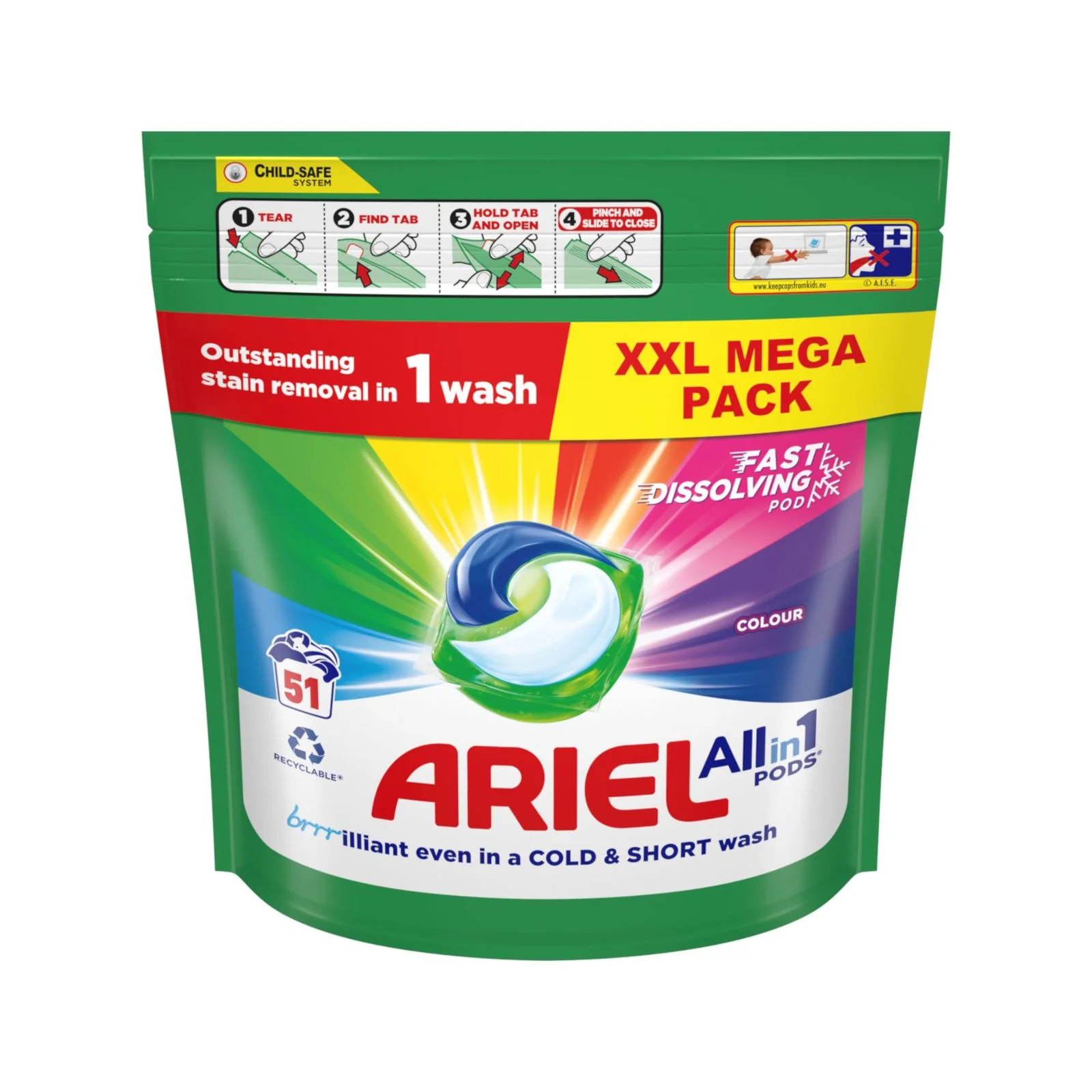 Ariel Pods Colour 51 Washes