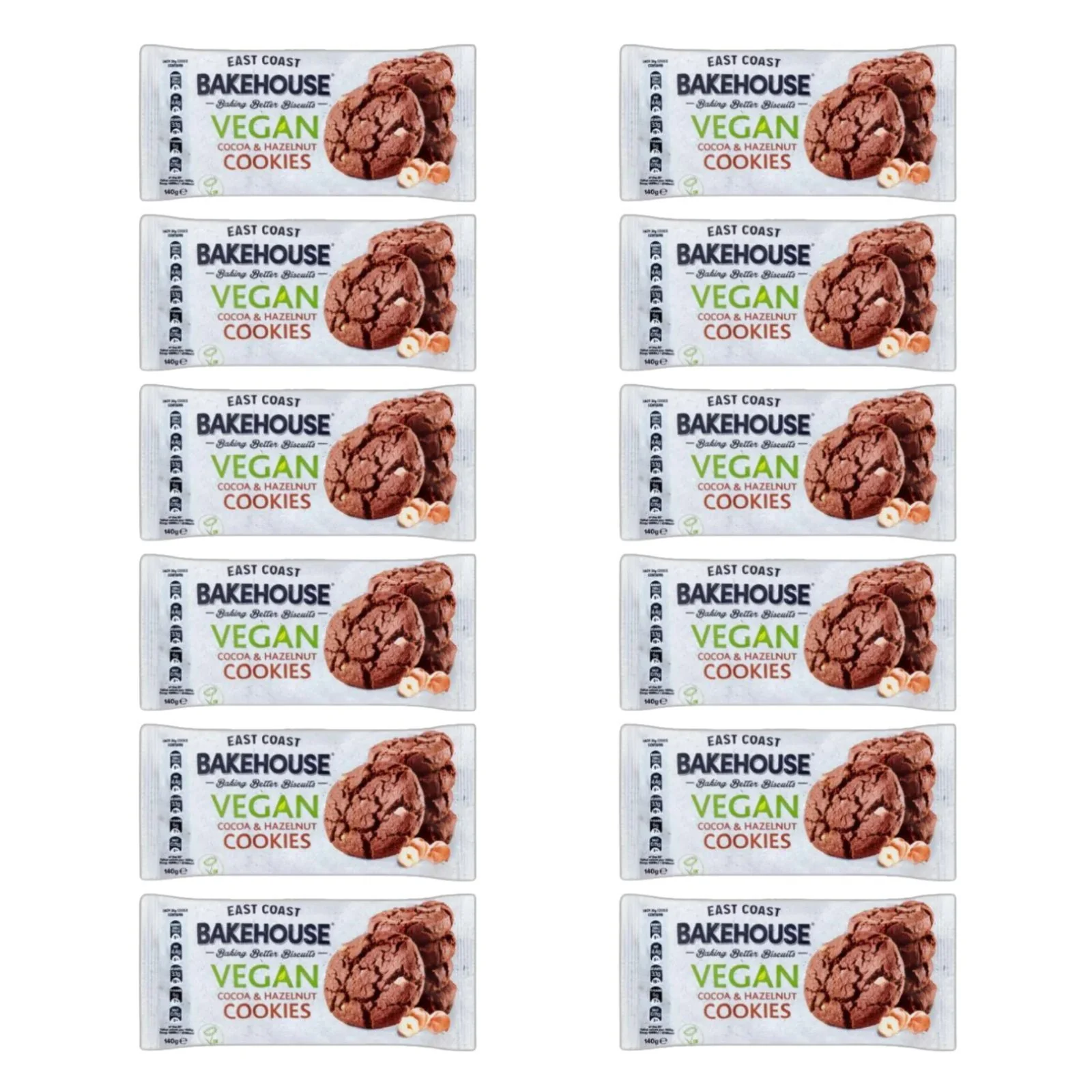 Bakehouse Vegan Cookies Biscuits  Cocoa & Hazelnut 220g (Box of 12)