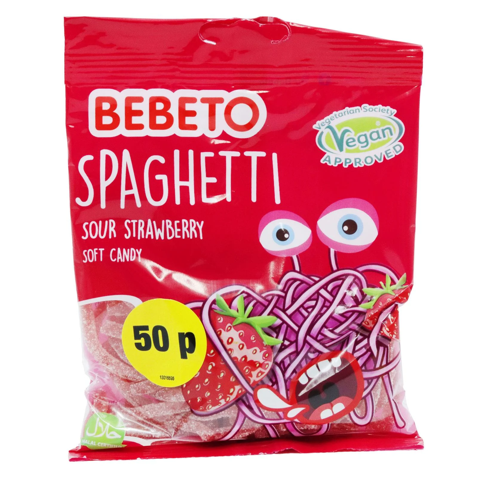 Bebeto Sour Strawberry Spaghetti 70g (Box of 20) - Image 2