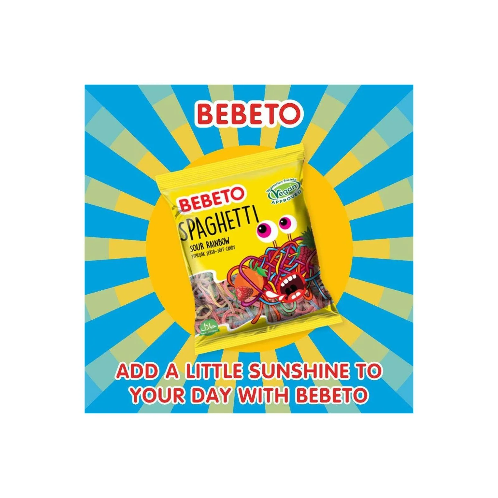 Bebeto Spaghetti Sour Rainbow Soft Candy PMP 50p 70g (Box of 20) - Image 4