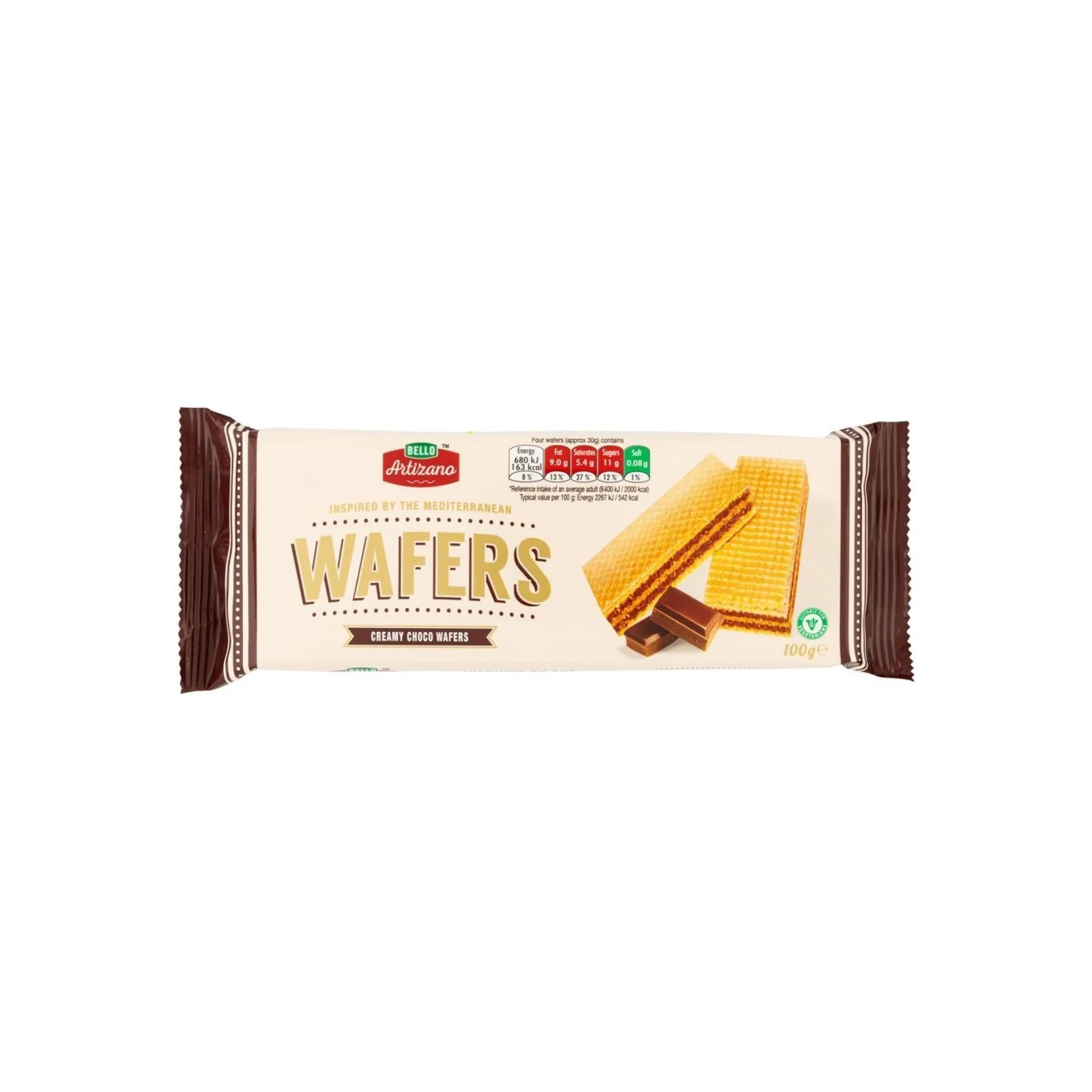 Bello Artizano Cream Wafers Creamy Choco 100g (Box of 20) - Image 2
