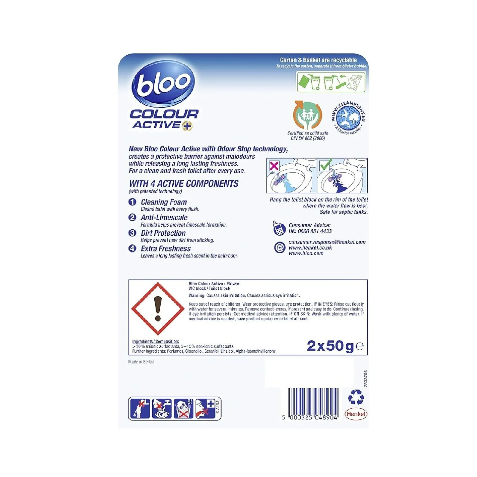 Bloo Colour Active Toilet Rim Block Fresh Flowers 2 Pack - Image 2
