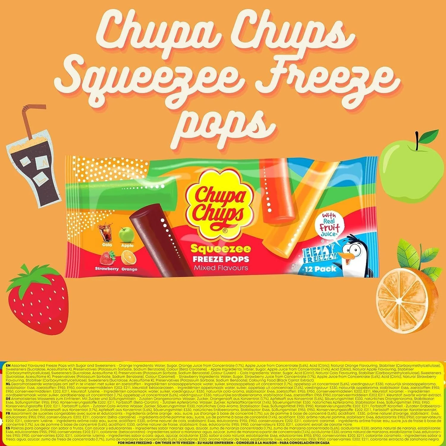 Chupa Chups Squeezee Freeze Ice Pops 12 Pack (Box of 15) - Image 2