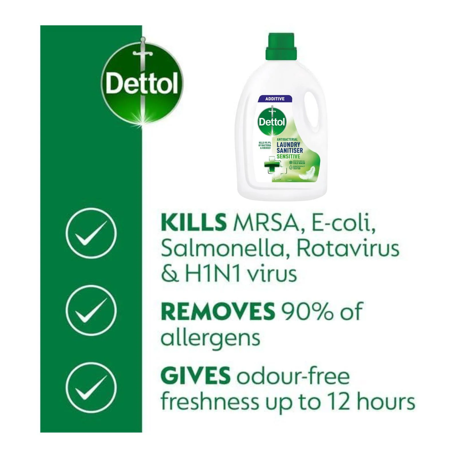 Dettol Antibacterial Laundry Cleanser, Sensitive, 2.5 Litre - Image 2