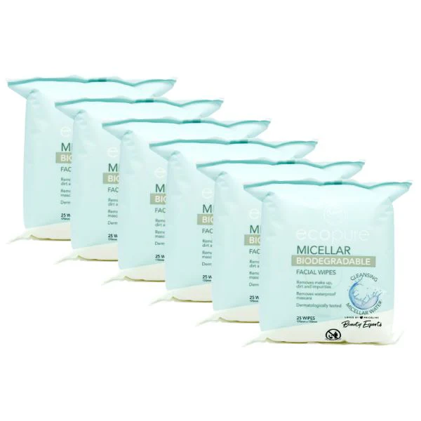 EcoPure Micellar Biodegradable Wipes (6 x 25's)