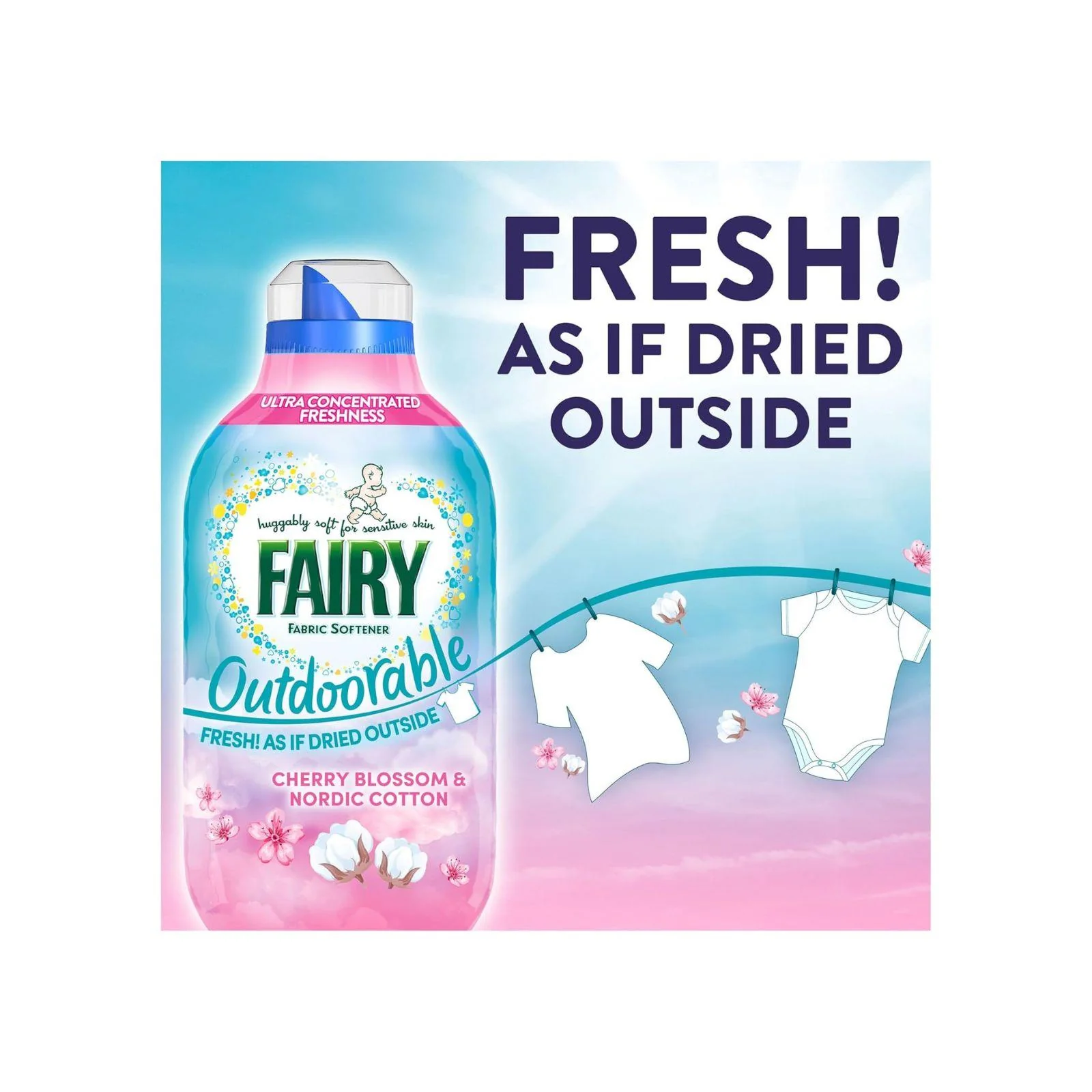 Fairy Outdoorable Fabric Conditioner, Cherry Blossom and Nordic Cotton, 55 Washes - Image 3