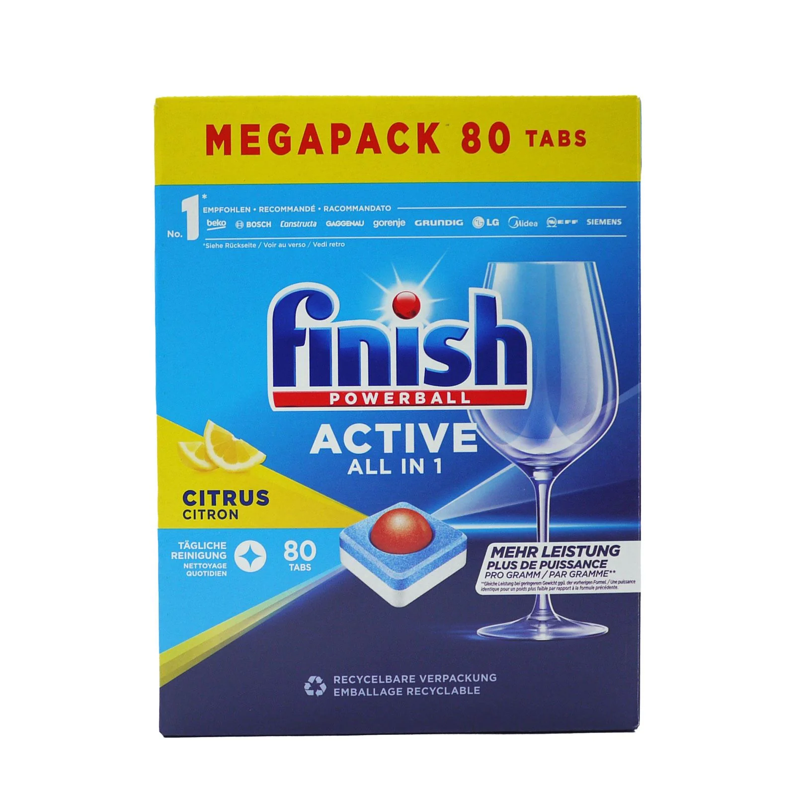 Finish Powerball Power All-In-1 Dishwasher Tablets Lemon 80's