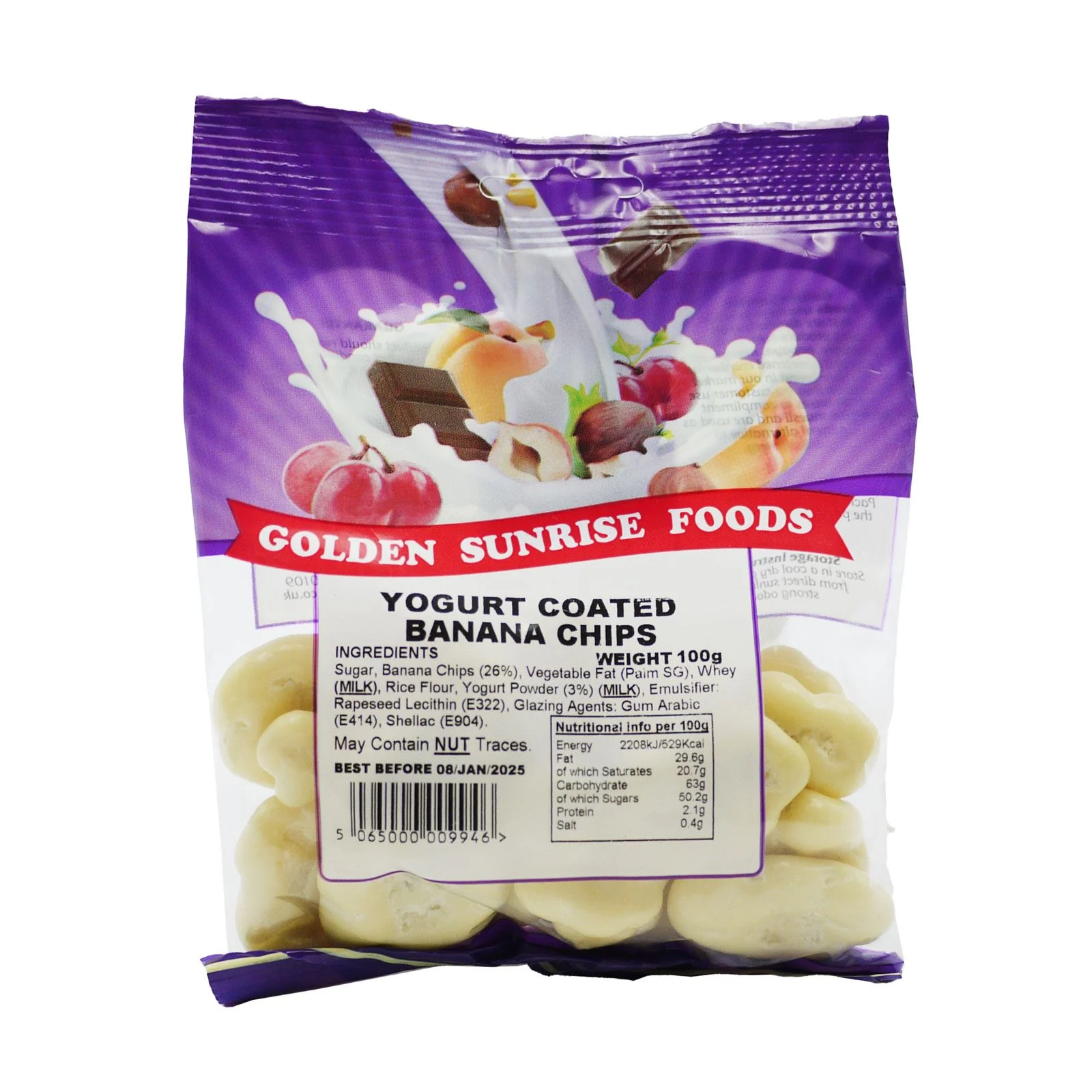 Golden Sunrise Yoghurt Coated Banana Chips 100g (Box of 24)