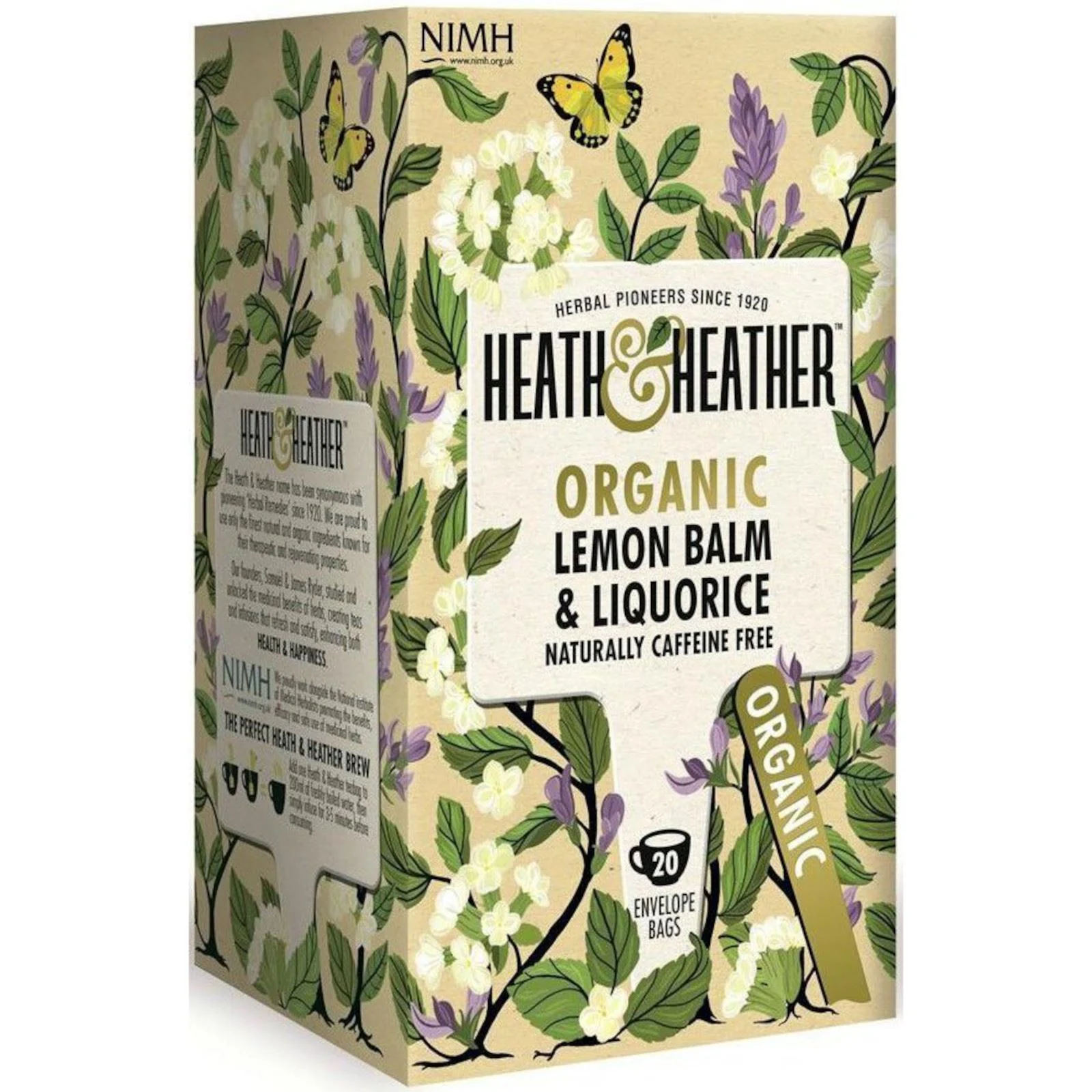 Heath & Heather Organic Lemon Balm & Liquorice Caffeine Free Tea 20 Bags (Box of 6)