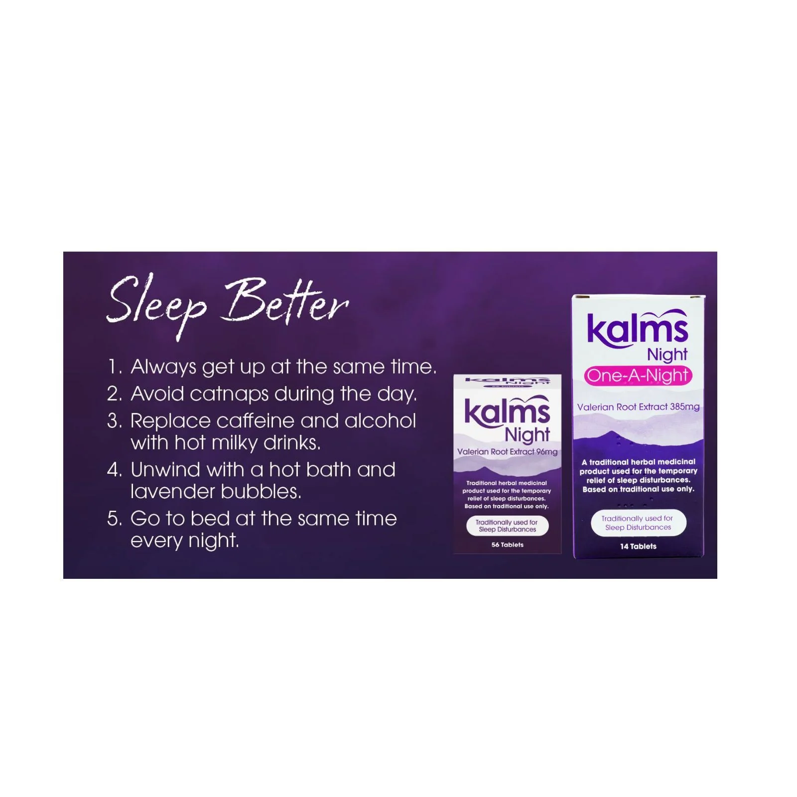 Kalms Night One-a-Night - Traditional Herbal Medicinal product dose used for the temporary relief of sleep disturbances 14 Tablets - Image 2