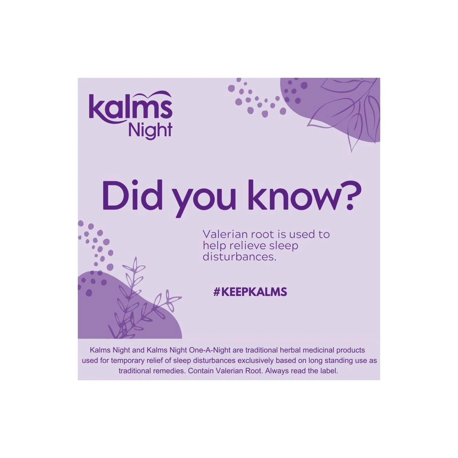 Kalms Night One-a-Night - Traditional Herbal Medicinal product dose used for the temporary relief of sleep disturbances 14 Tablets - Image 3