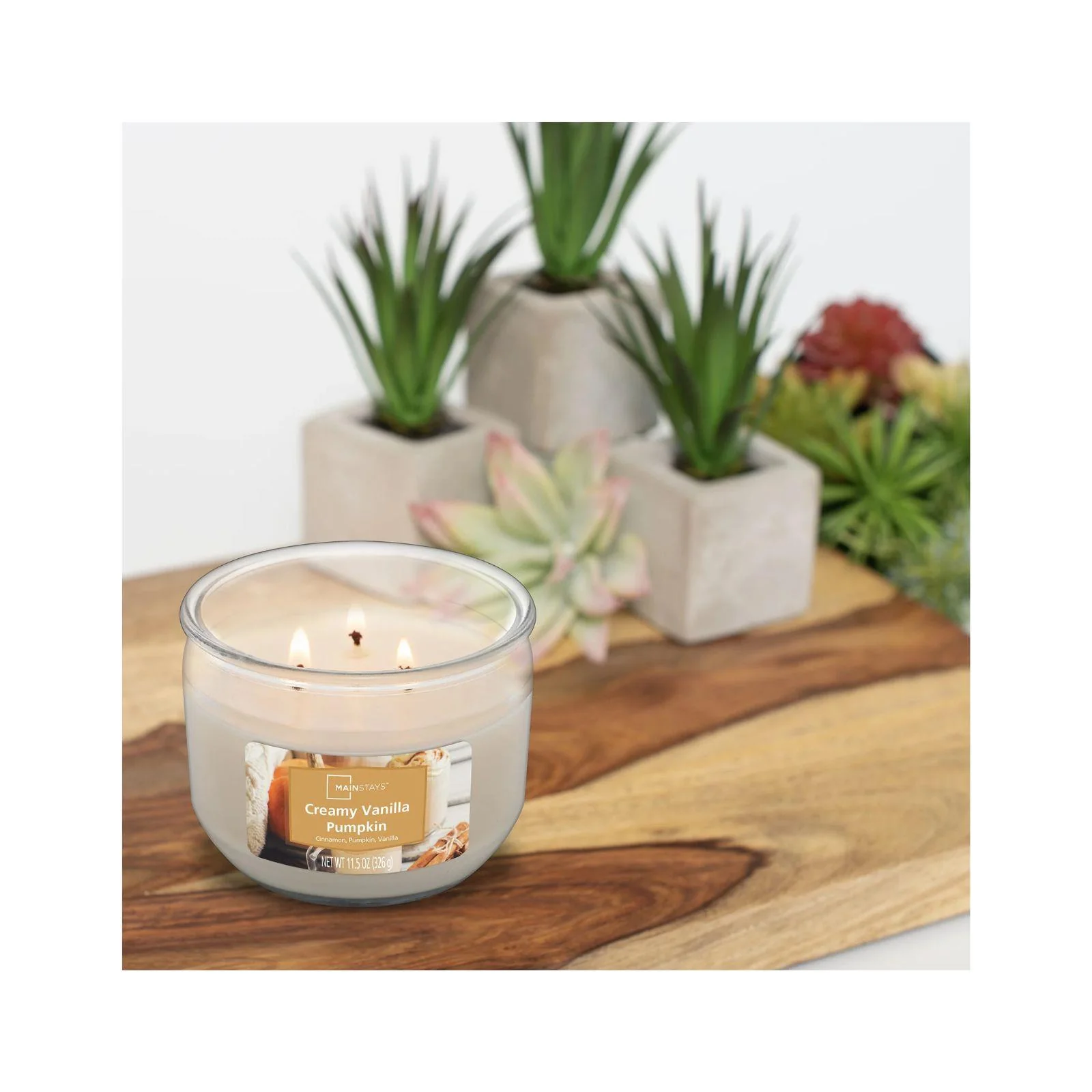 Mainstays Creamy Vanilla Pumpkin 3 Wick Candle, 11.5 oz - Image 3