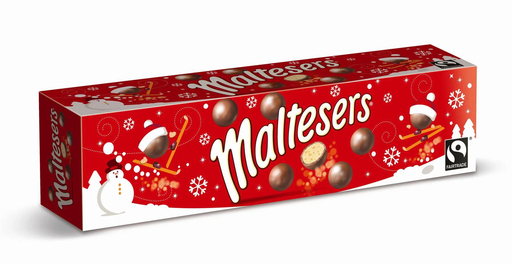 Maltesers Milk Chocolate Christmas Tube 75g (Box of 18)