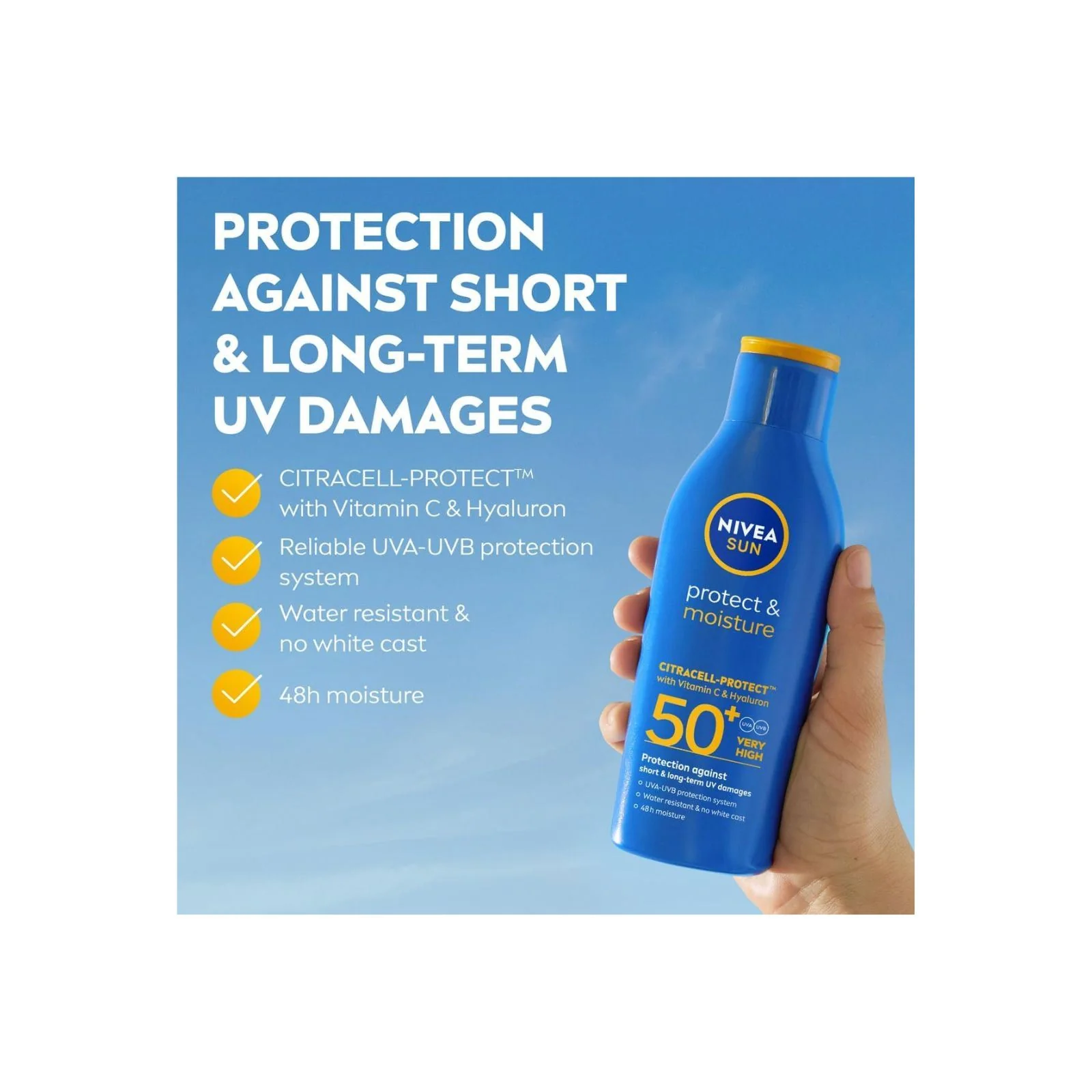 NIVEA SUN Protect & Moisture Lotion sun cream SPF50+, 200ml - Image 2