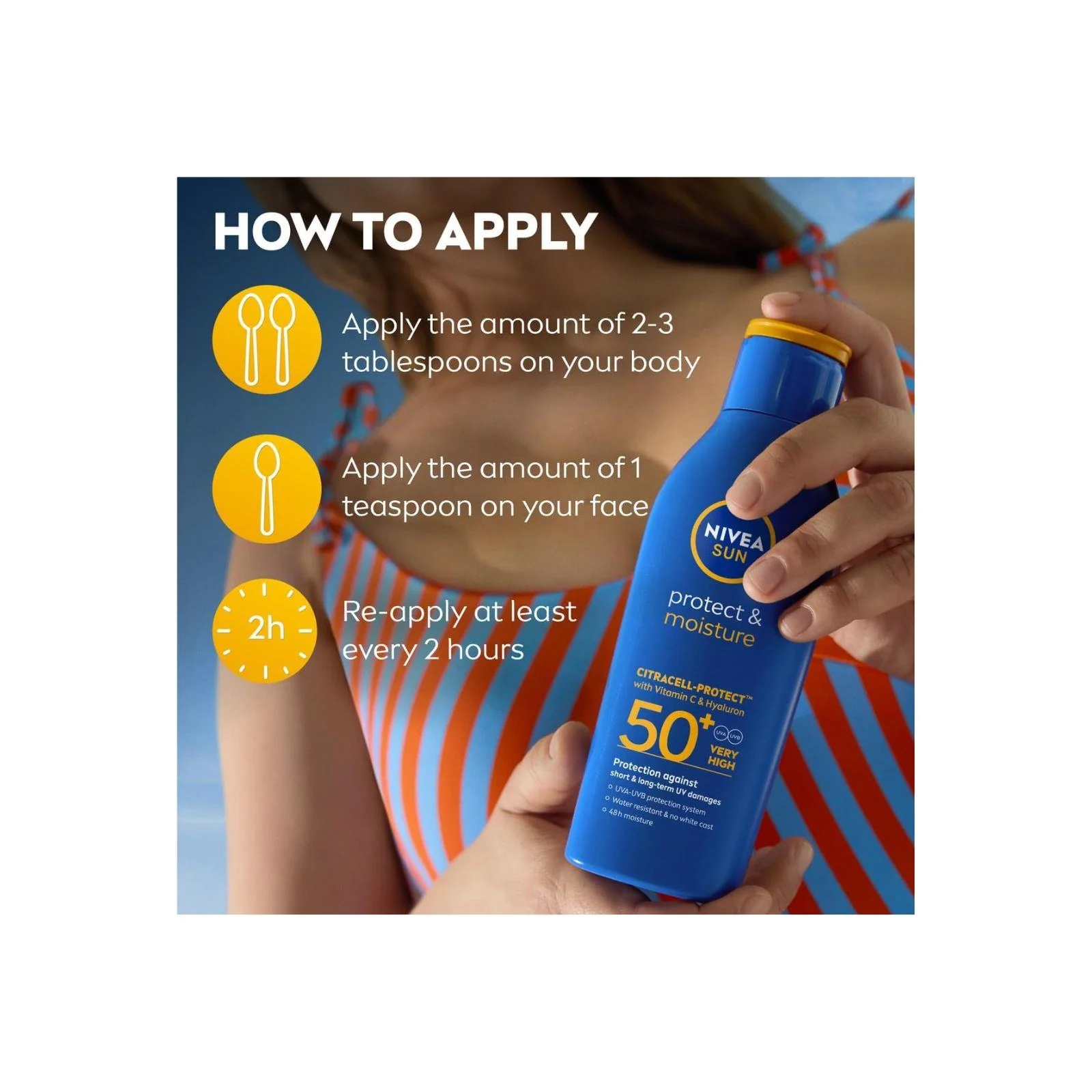 NIVEA SUN Protect & Moisture Lotion sun cream SPF50+, 200ml - Image 6