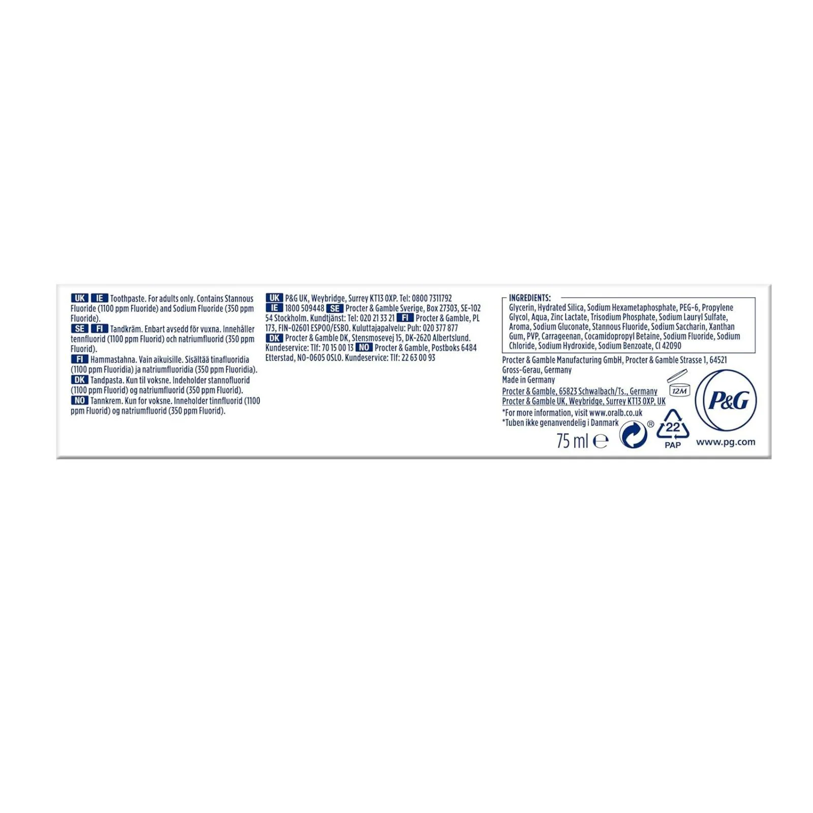 Oral-B Pro-Science Gum & Enamel Pro-Repair Fresh White  Toothpaste, 75 ml - Image 7