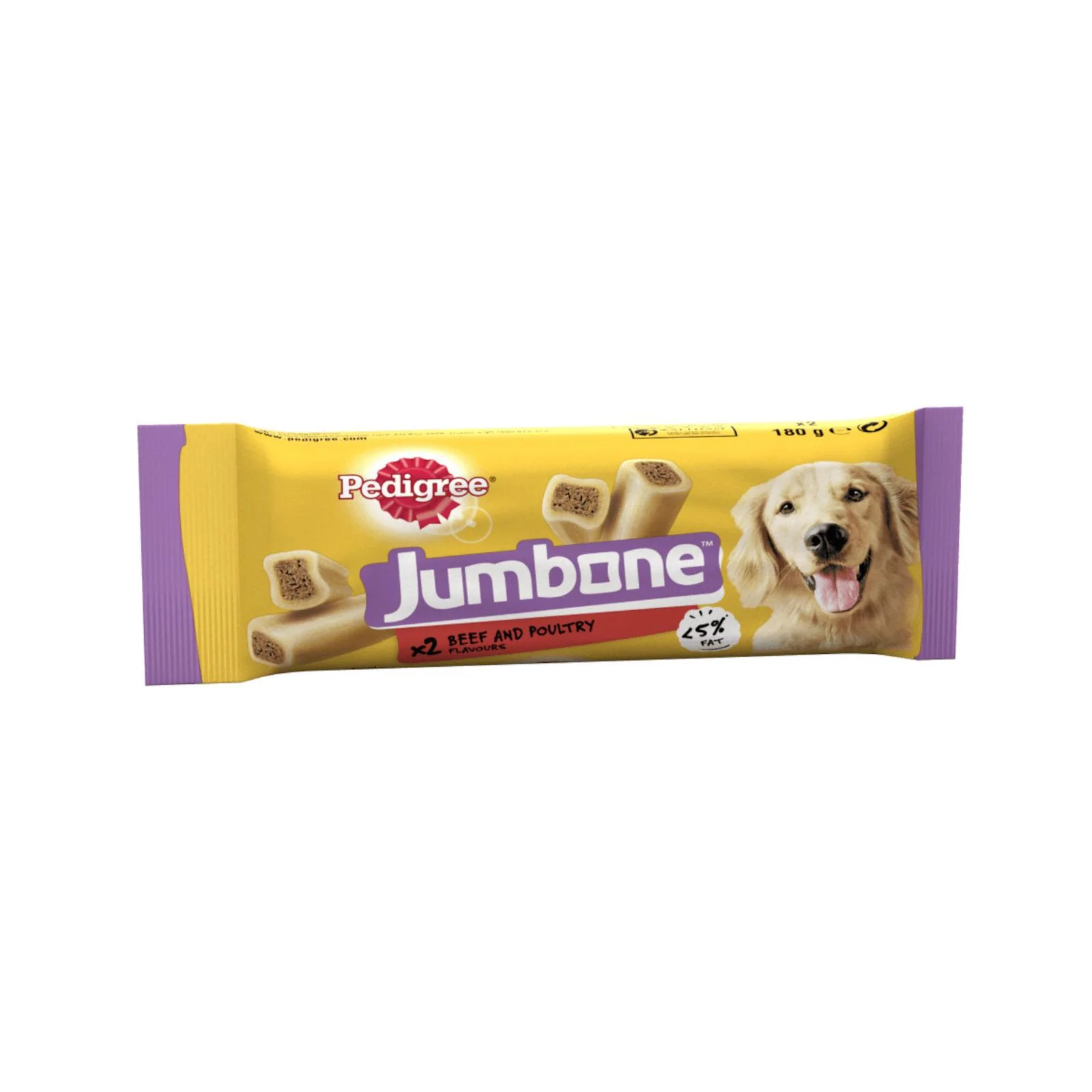 Pedigree Jumbone Medium Dog Treats with Beef and Poultry Flavour 180g (Box of 12)