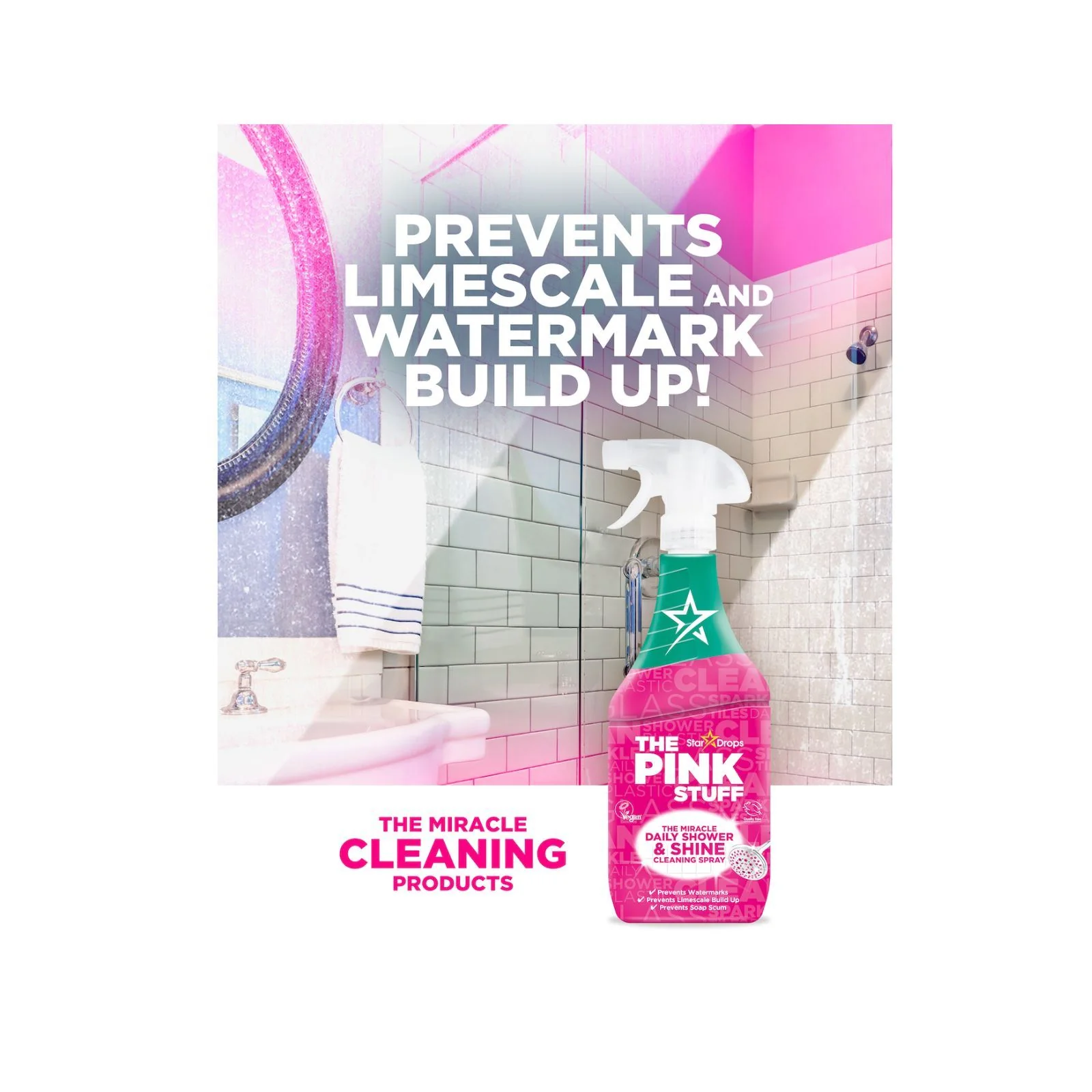 The Pink Stuff Daily Shower & Shine Cleaning Spray 850ml - Image 2